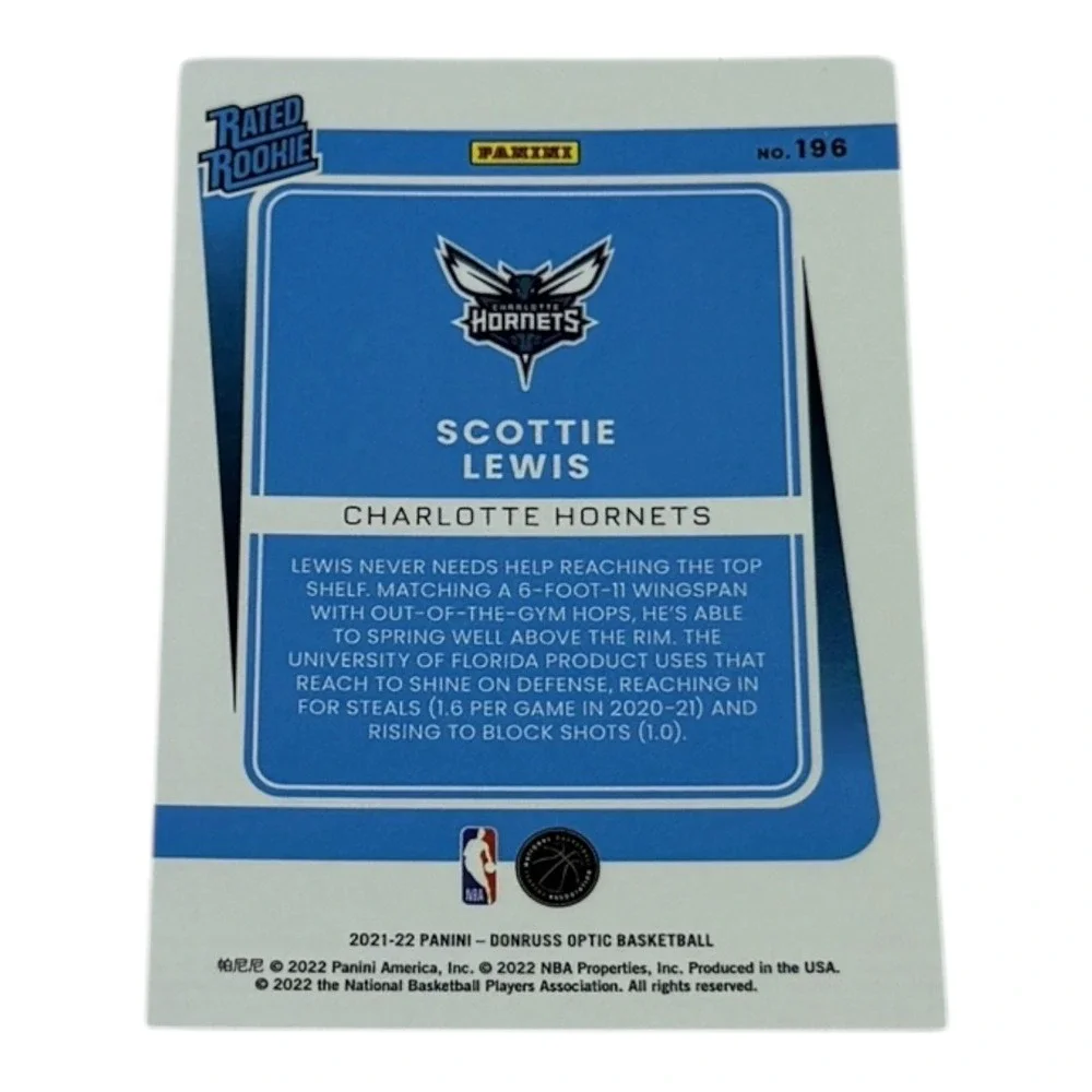2021 2022 Panini Donruss Optic‎ Rated Rookie Scottie Lewis Charlotte Hornets